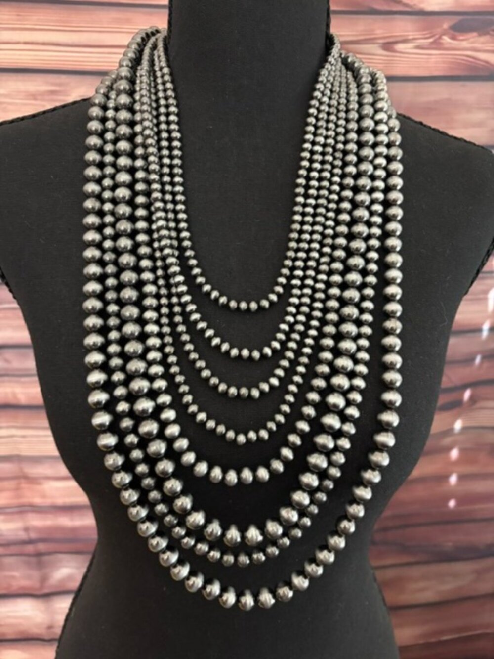 Tipi 8 Row Western Faux Sterling Pearl Necklace Single-Clasp Layered set NWT